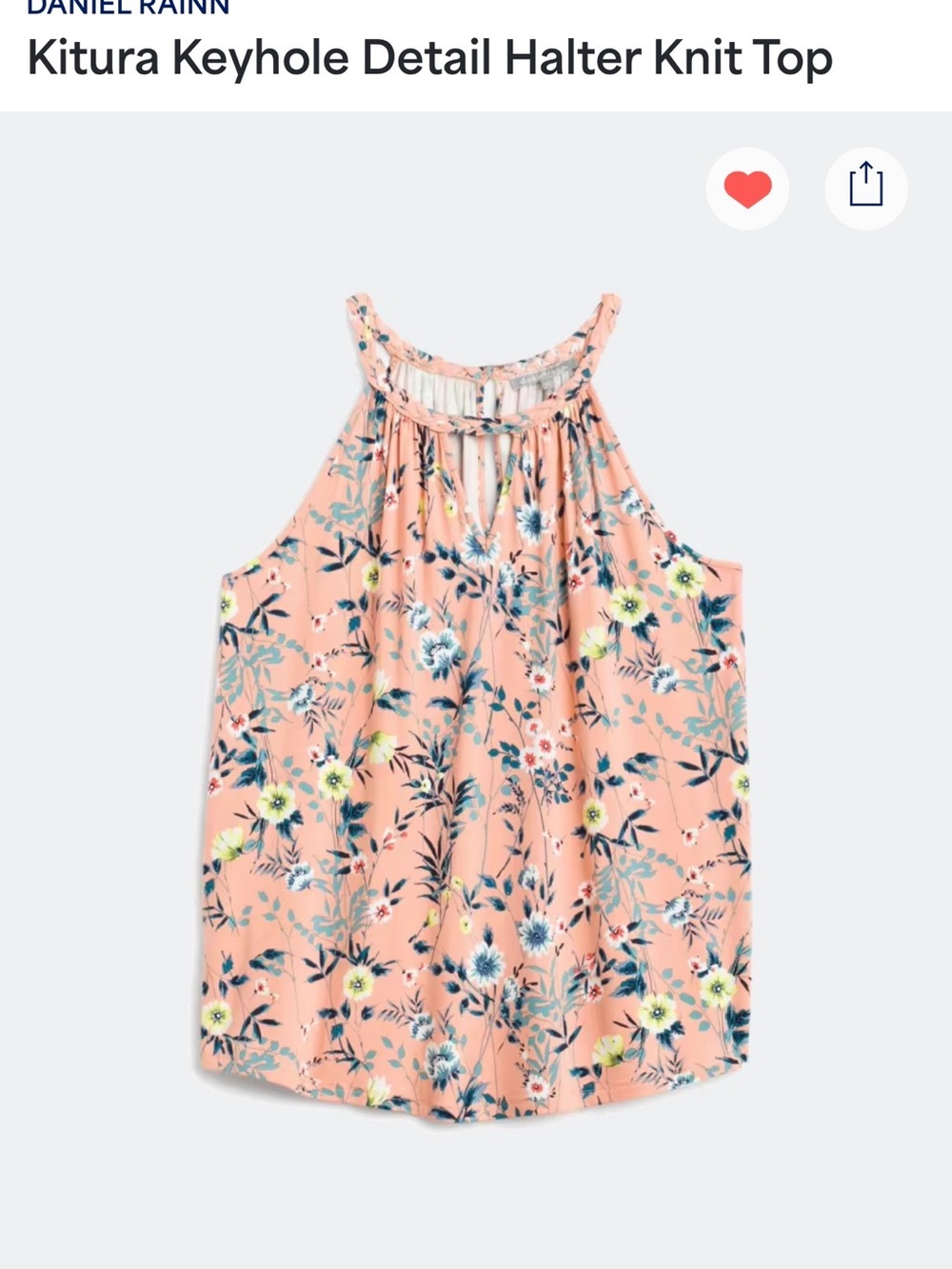 Daniel Rainn Peach Floral Halter Tank Top from Stitch Fix